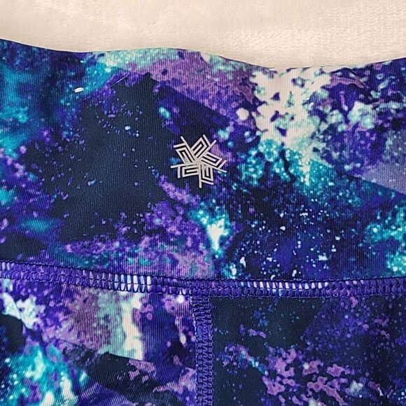 Tek Gear Abstract Print Womens Active Leggings Purple Blue Stretch Yoga Size M - Picture 4 of 8